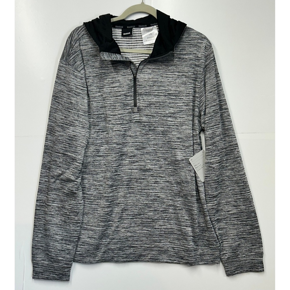 Reebok Men Apex PO Hoodie Charcoal Heather 1/4 Zip Thermal Lined REM173TL06008 L